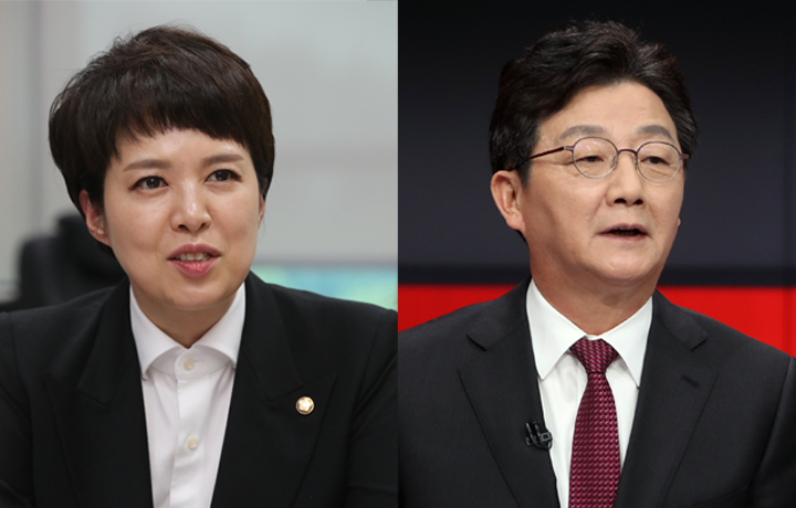 국민의힘 경기도지사 경선 후보인 김은혜 의원과 유승민 전 의원(왼쪽부터). 사진=연합 자료