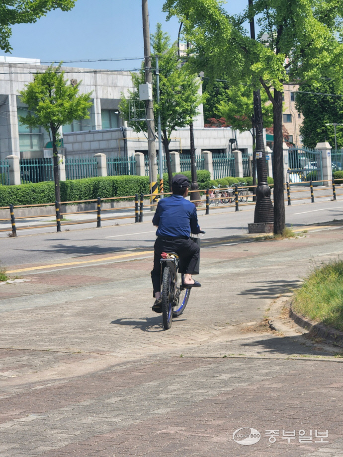 현행 도로교통법에 따라 자전거 이용자는 자전거도로로 통행해야하며, 이가 없을 경우 도로 우측 가장자리를 이용해야 한다. 김도균기자