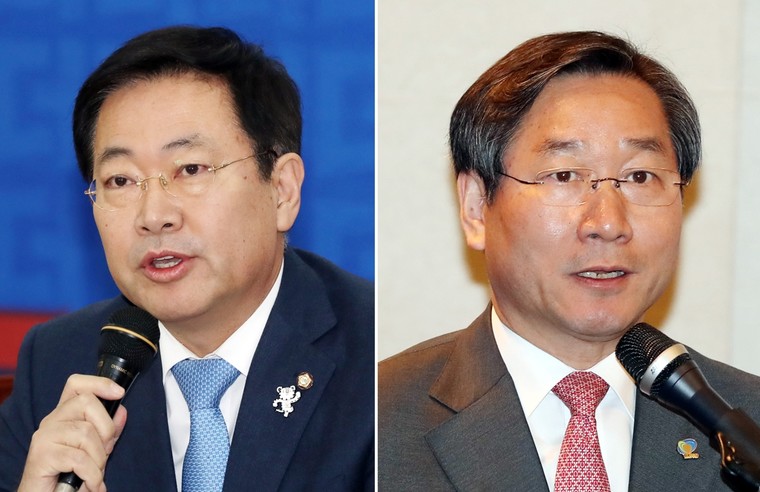 인천시장 선거에서 맞붙는 더불어민주당 박남춘 후보(왼쪽)와 국민의힘 유정복 후보. 사진=연합