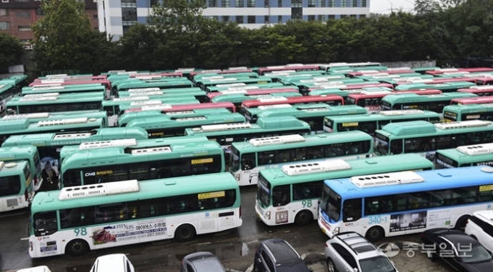 지난 9월 경기도 버스 파업 모습. 사진=중부일보DB