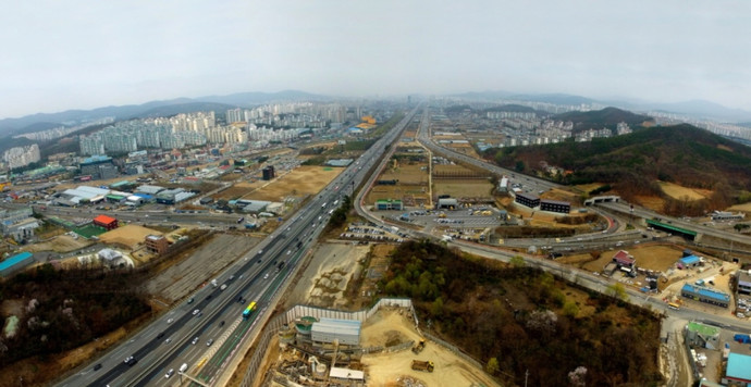 경기 용인 플랫폼 시티 대상구역인 용인시 보정, 마북, 신갈 일대 전경. 사진=용인시청