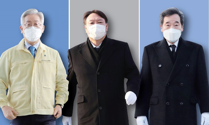 이재명 경기지사, 윤석열 전 검찰총장, 이낙연 전 더불어민주당 대표(왼쪽부터) 사진=중부일보DB