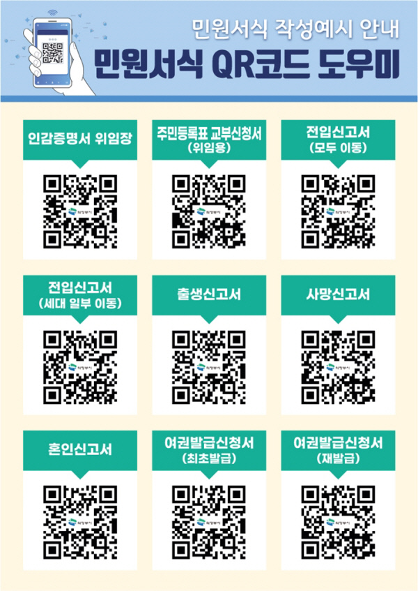 , 민원서식 작성요령 QR코드 도우미 제작·부착