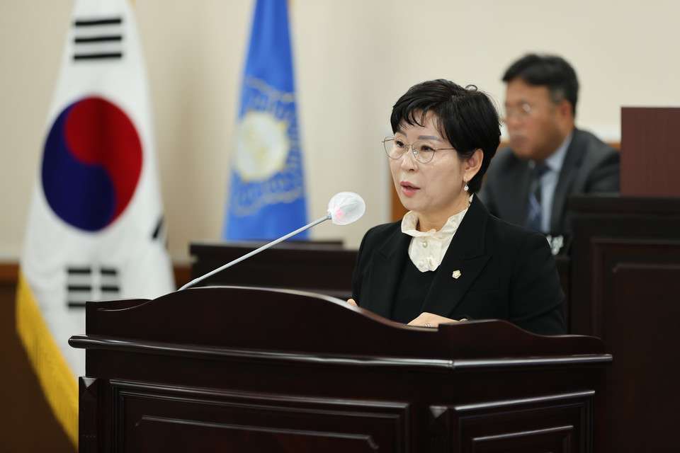 인천 동구의회 오수연 의원이 지난 20일 열린 제270회 제2차 정례회 1차 본회의에서 의정자유발언에 나섰다. 사진=동구의회