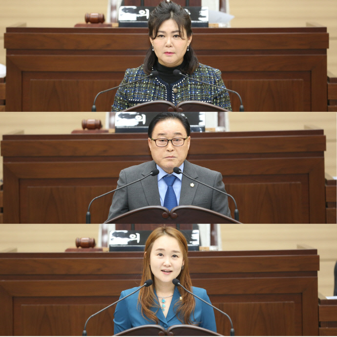 최근 의정발언에 나선 인천 서구의원들. 위에서부터 김미연·김춘수·김원진 의원. 사진=서구의회
