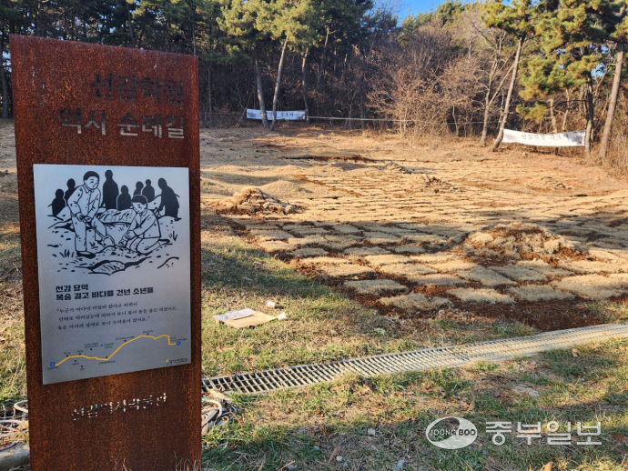 경기창작센터 인근에 위치해 있는 선감학원 역사 순례길의 모습. 신연경 기자