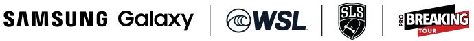 월드서프리그(WSL)·스트리트 리그 스케이트보딩(SLS)·프로 브레이킹 투어(PBT) 로고 이미지. 사진=삼성전자