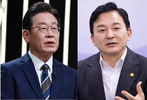 이재명 더불어민주당 대표(왼쪽)·원희룡 국민의힘 예비후보. 사진=연합뉴스 자료