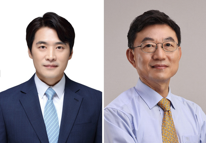 왼쪽부터 한준호, 장석환 후보