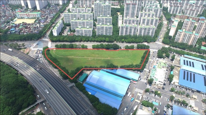 평촌 시외버스터미널 부지 항공사진. 사진=안양시