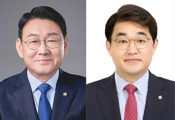 (왼쪽부터) 김교흥 민주 시당위원장, 배준영 국힘 시당위원장