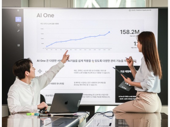 SK텔레콤의 사내 구성원 대상의 포털, ‘AI One’. 간단한 서비스 요청 만으로 SK텔레콤의 다양한 AI 모델 및 개발 도구를 All-In-One으로 제공받고 서비스에 적용할 수 있다. 사진=SK텔레콤