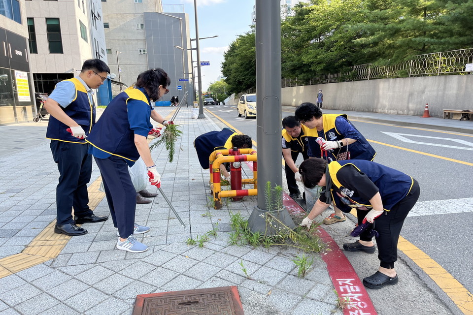 지난 15일 의왕시, 부곡동방위협의회는 깨끗한 마을 환경 조성을 위한 대청소를 실시했다 사진=의왕시청