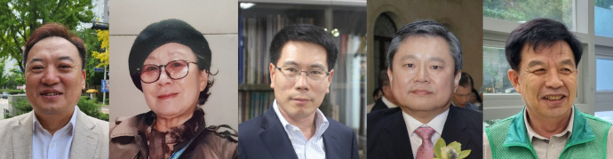 2024년 군포시민대상 수상자로 선정된 (왼쪽부터)김만근(지역발전), 김용하(문화예술), 박범순(교육체육), 김성찬(효행선행), 서태연(봉사나눔) 씨. 사진=군포시청