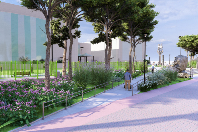 과천도시공사가 과천시민회관 앞 시계탑 광장의 주진입로 폭을 확장해 개방성과 접근편의성을 강화하는데 역점을 두고 내년 2월까지 환경개선공사를 진행한다. 사진=과천도시공사 조감도