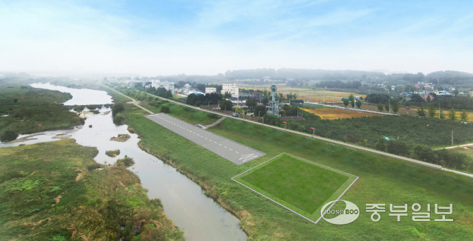 이천시 장호원읍 청미천 변에 들어 설 ‘이천 드론비행 테스트베드’ 조성 조감도.