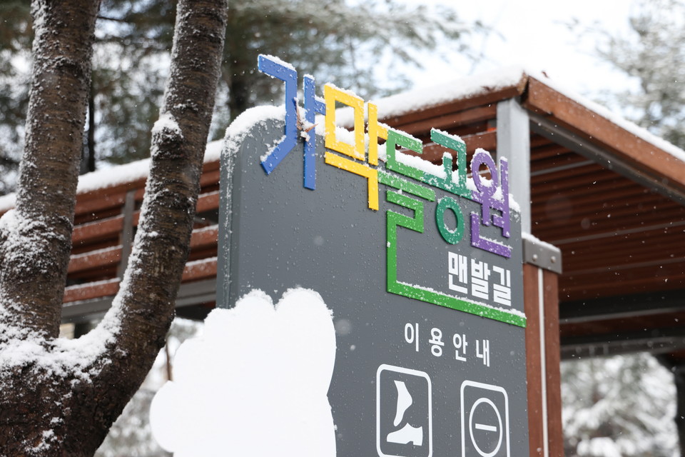 가막들공원 맨발걷기길 개장식 현장. 사진=의왕시