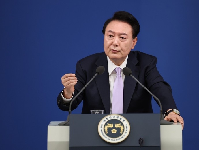 담화를 발표하는 윤석열 대통령. 연합뉴스