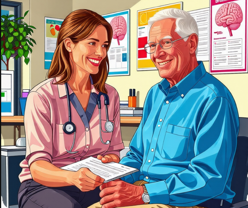 치매 검사하고 있는 모습을 AI로 제작. 사진=뤼튼