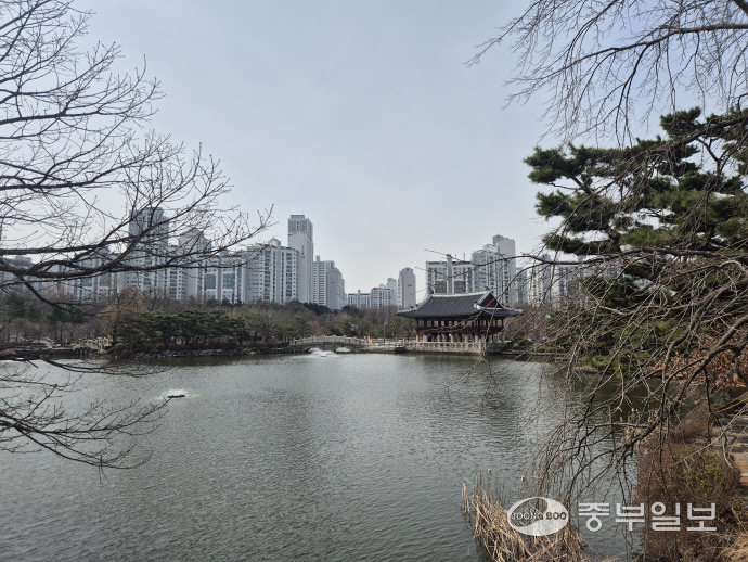 분당중앙공원에 위치한 분당호 풍경. 이성관 기자