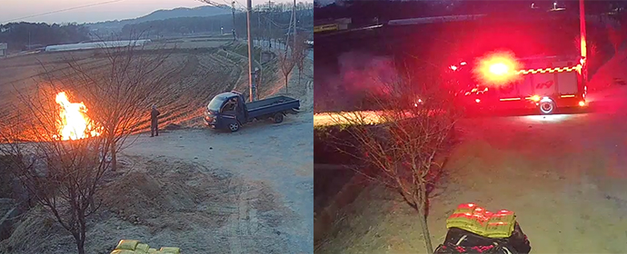 이천시 CCTV 통합관제센터가 모니터링을 통해 대형 화재로 이어질 뻔한 불법 소각현장을 발견했다. 사진=이천시