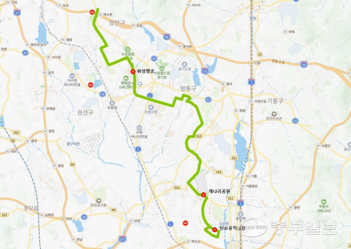 98번 버스 노선도.