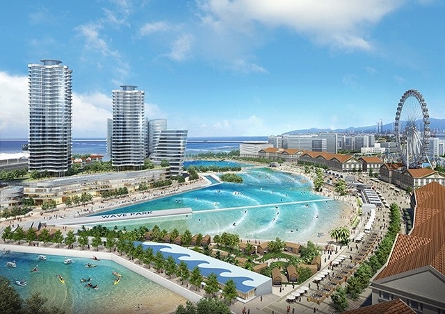 시흥 거북섬의 웨이브파크는 오는 7월 18일 세계 12개국의 서퍼 200여 명이 참가하는 ‘국제서핑대회’와 10만여명이 방문할 것으로 예정되는 ‘전국 해양스포츠제전’를 8월30일 잇따라 개막한다.사진=거북섬 웨이브파크