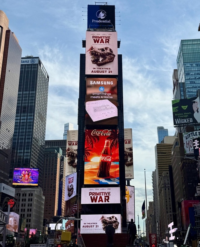 삼성전자가 2일부터 미국 뉴욕 타임스 스퀘어에서 진행 중인 ‘스마트싱스로 완성한 AI 홈’ 영상 캠페인 모습. 사진=삼성전자