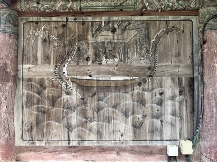 보광사 대웅보전 후면 판벽화의 반야용선도. 사진=김지영