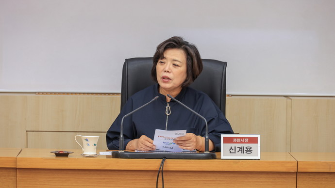 줄타기전수교육관 건립 기본계획수립 용역 중간보고회에서 신계용 과천시장이 발언하고 있다.사진=과천시