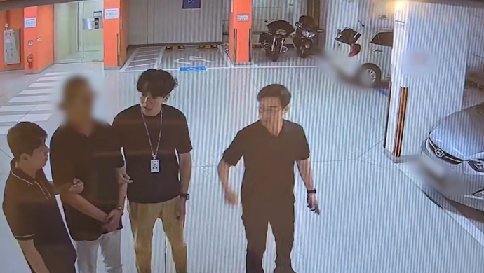 리조트 회원권 판매 사기범 체포 영상 캡쳐. 사진=경기북부경찰청