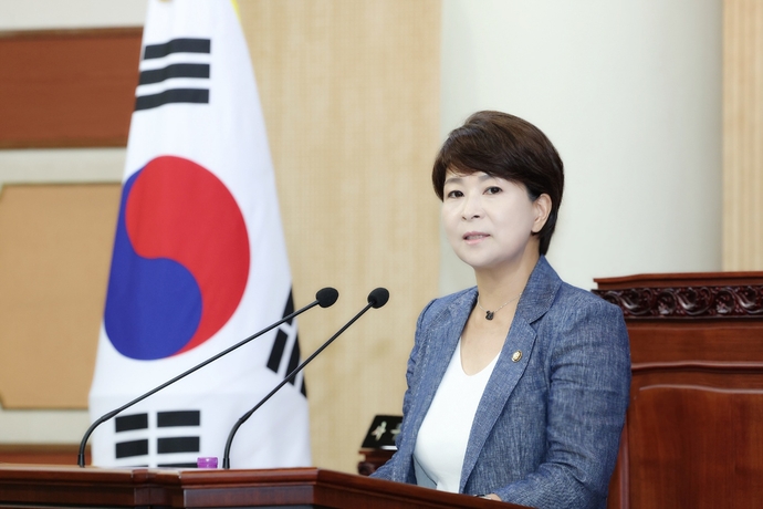 장예선 의원이 298회 임시회에서 5분 발언을 하고 있다. 사진=고양시의회.