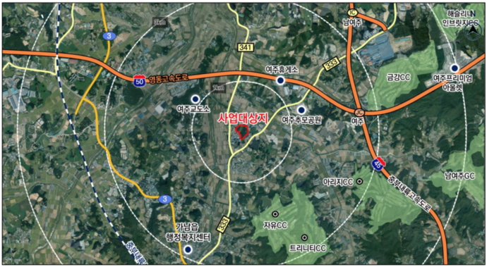 여주시 가남읍 삼군리 산 2-2번지 일원에 조성 중인 인반산업단지 위치도. 사진=여주도시공사