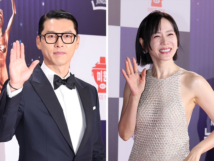 제46회 청룡영화상 남우주연상을 수상한 현빈(완쪽)과 여우주연상을 수상한 손예진. 연합뉴스