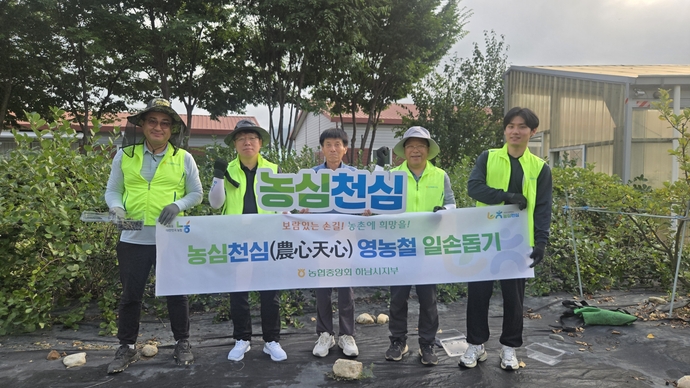 농협 하남시지부, 장마로 수확 늦어진 아로니아 농가 일손 지원